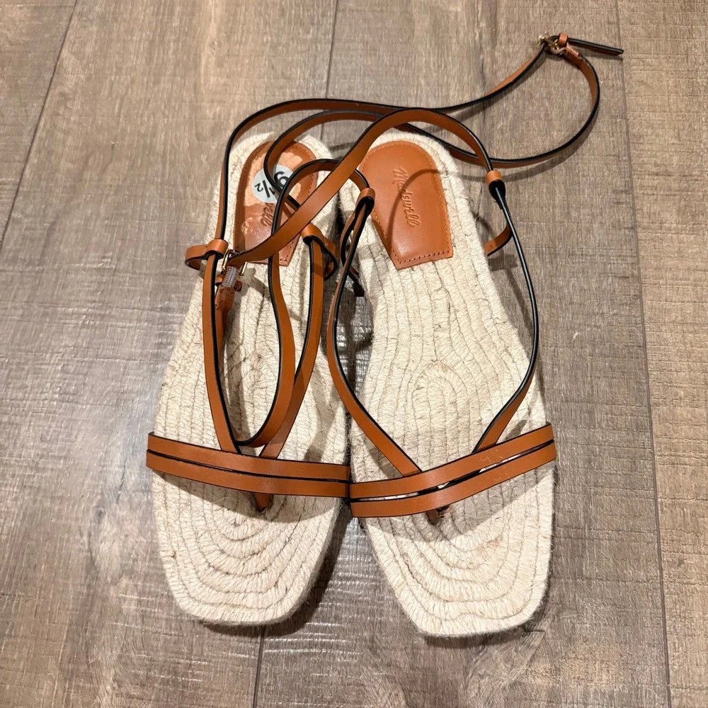 NEW Madewell The Mira Espadrille Thong Sandal Ankle Strap Summer‎ Coastal US 9.5